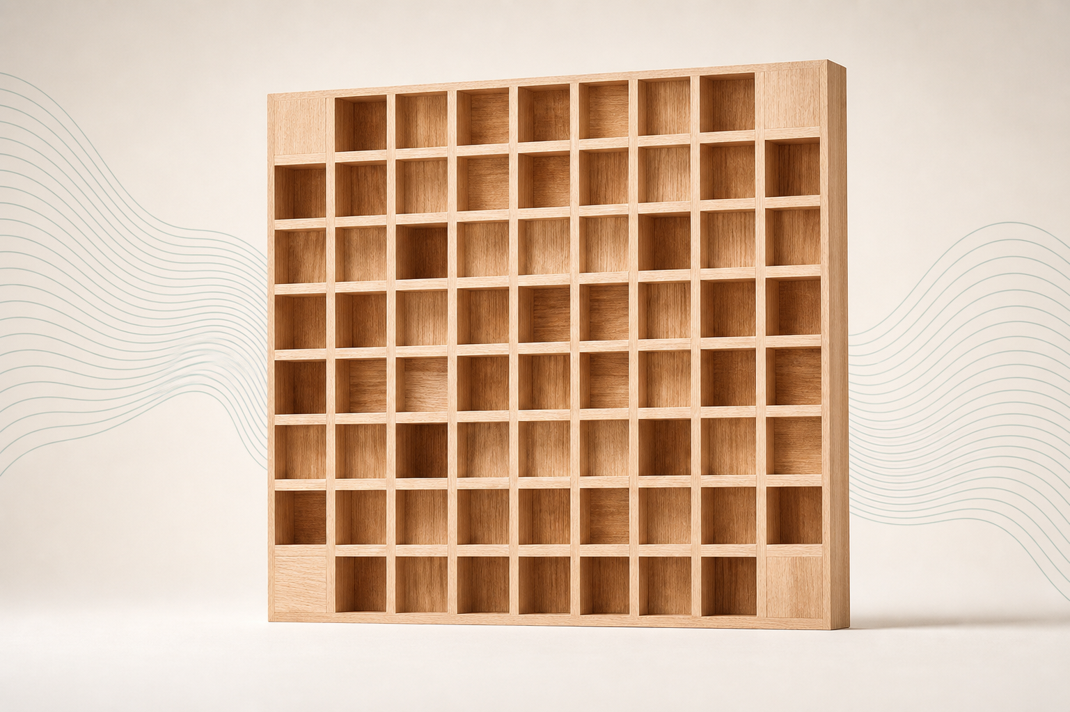 QRD-D2 square solid wood acoustic diffuser grid