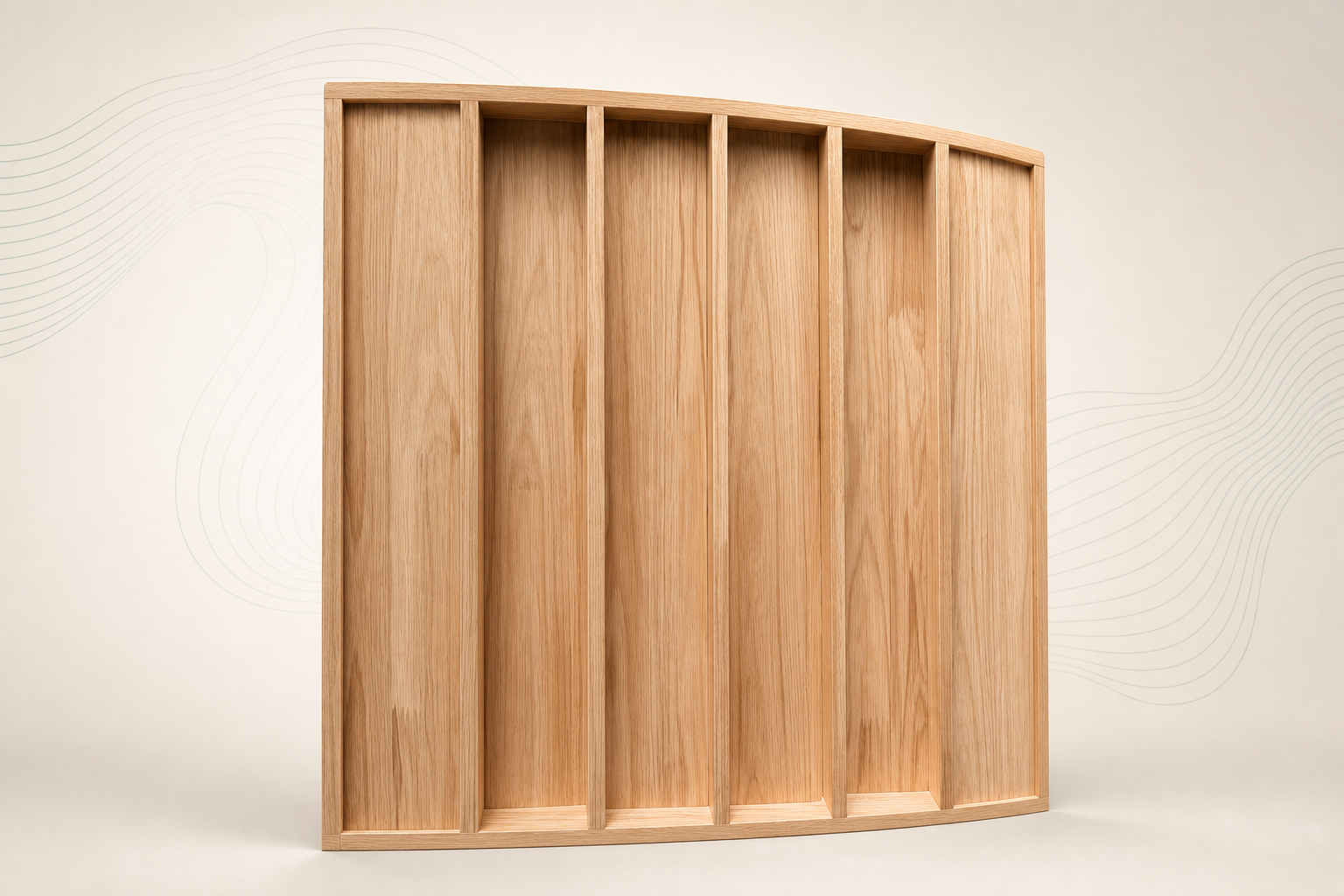 QRD-N1 solid wood acoustic diffuser with curved vertical wells