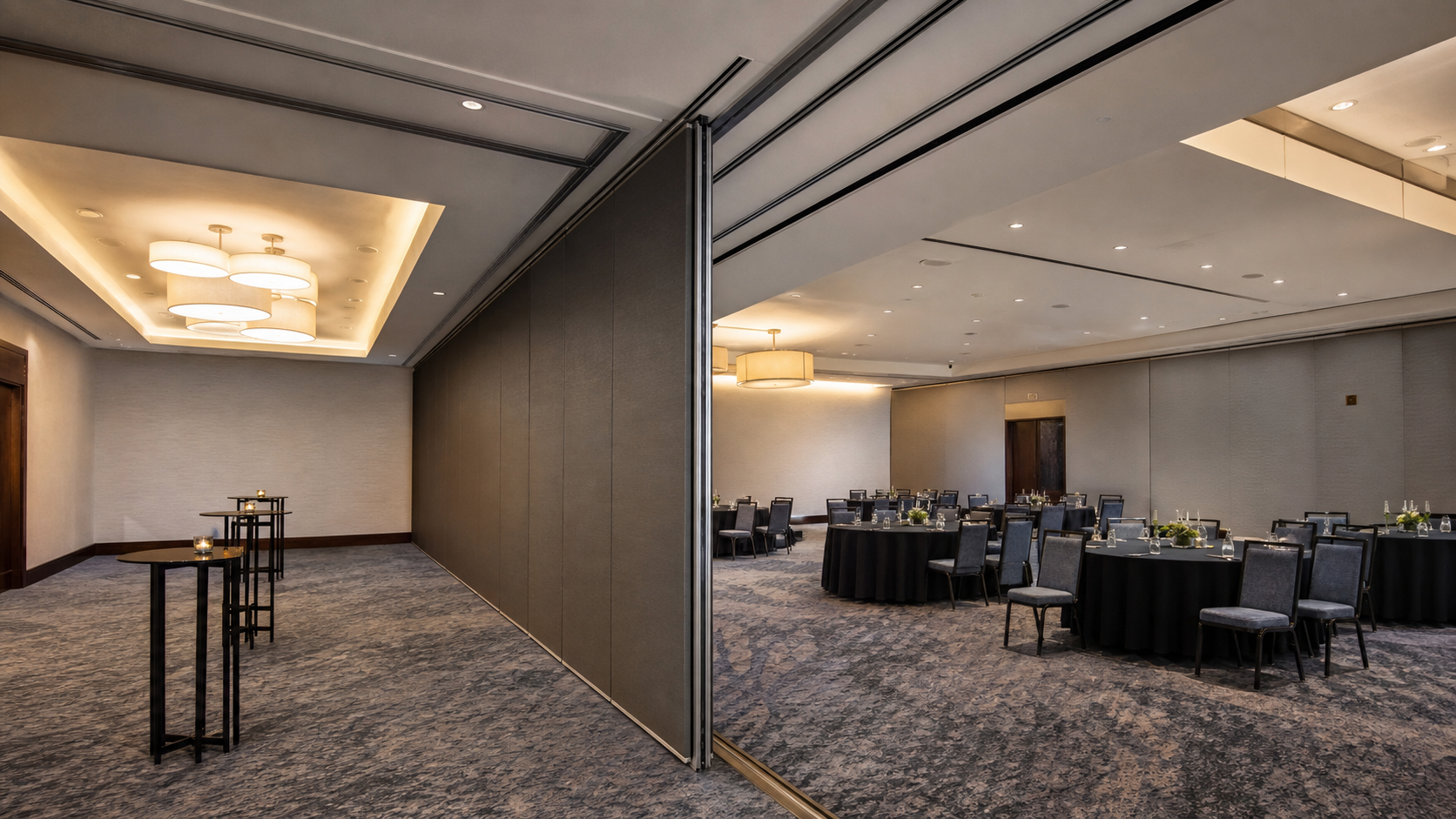 Divisible hotel ballroom and acoustic operable wall