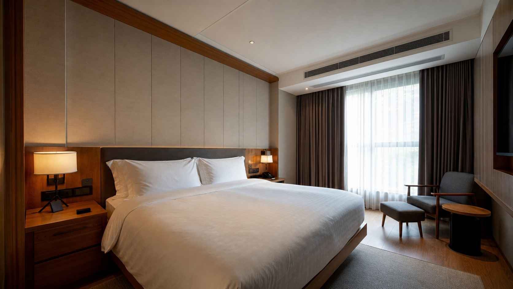 Quiet hotel guest room acoustic environment