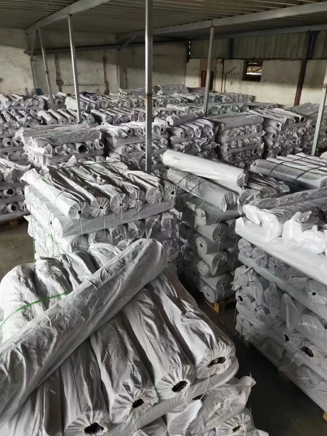 Rolled factory stock stored on pallets